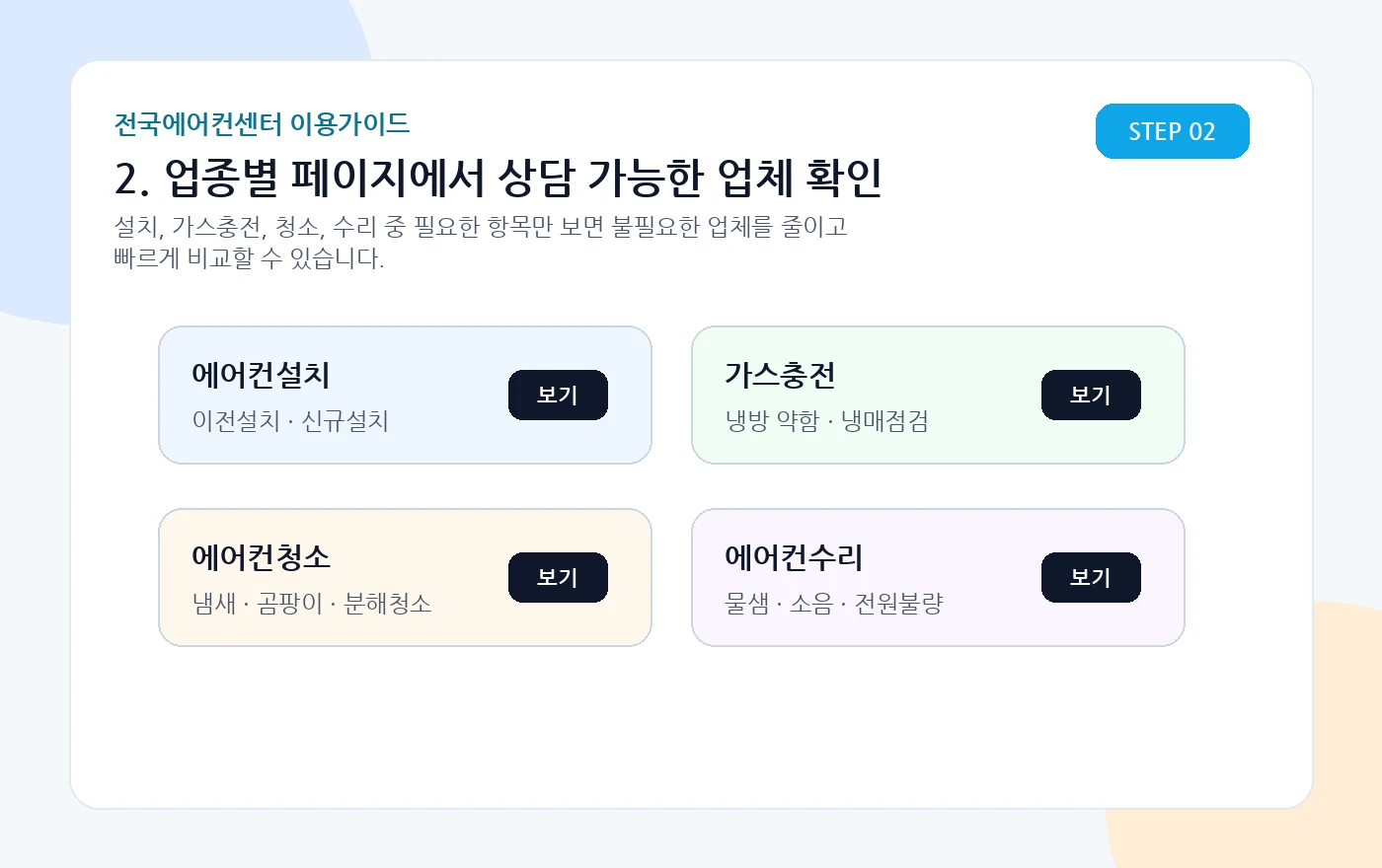 업종별 페이지 선택 캡쳐형 안내 이미지