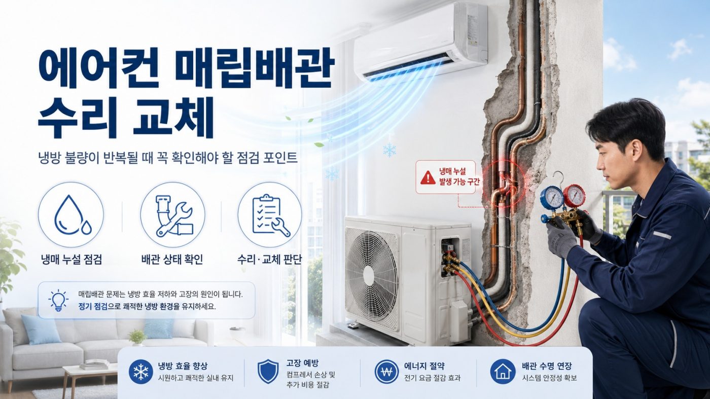 에어컨 매립배관 수리 교체, 냉방 불량이 반복될 때 꼭 확인해야 할 부분